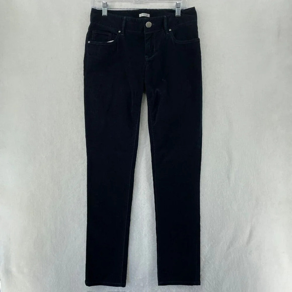 Banana Republic Pants Womens 6 Black Curduroy Mid Rise Slim Straight Stretch - Picture 1 of 12